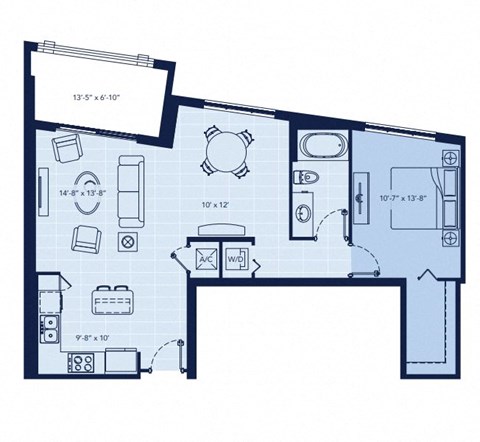 a floor plan of a bedroom apartment at Regatta at New River, Florida, 33301